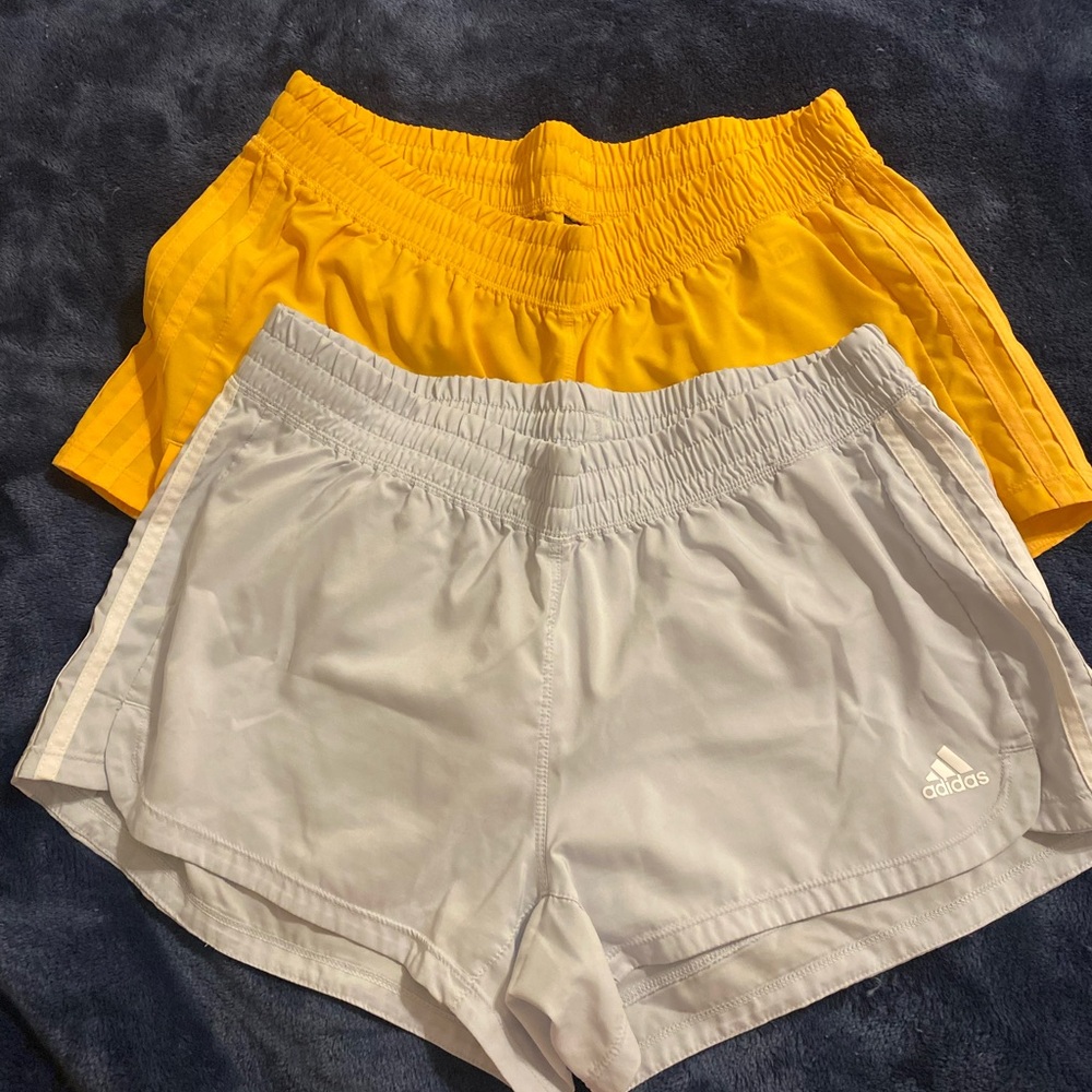 Adidas Yellow and Gray Athletic Shorts